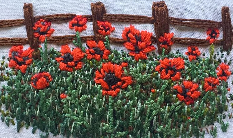 embroidery-of-wooden-fence-and-red-poppies