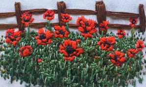 embroidery-of-wooden-fence-and-red-poppies